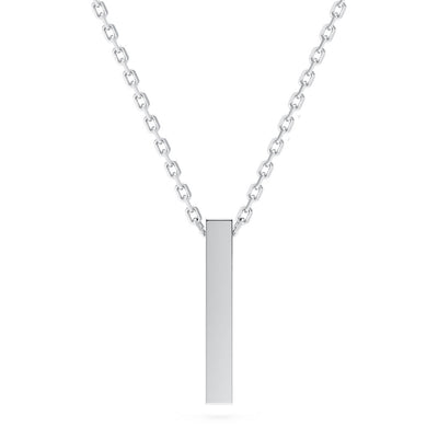 Sterling silver vertical bar pendant with cable chain