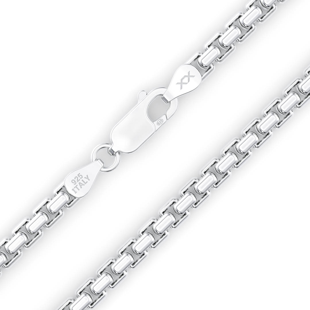 Luxx Silver Rounded Box Links with Solid Clasp