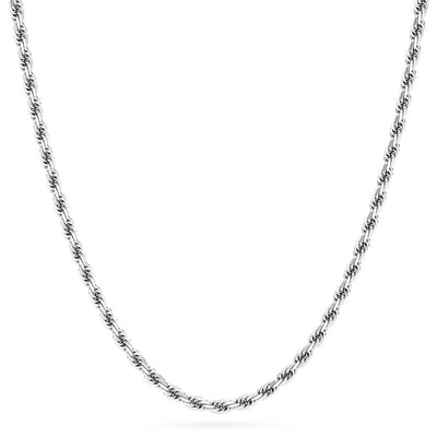 3mm Solid Silver Rope Chain with Diamond Cuts