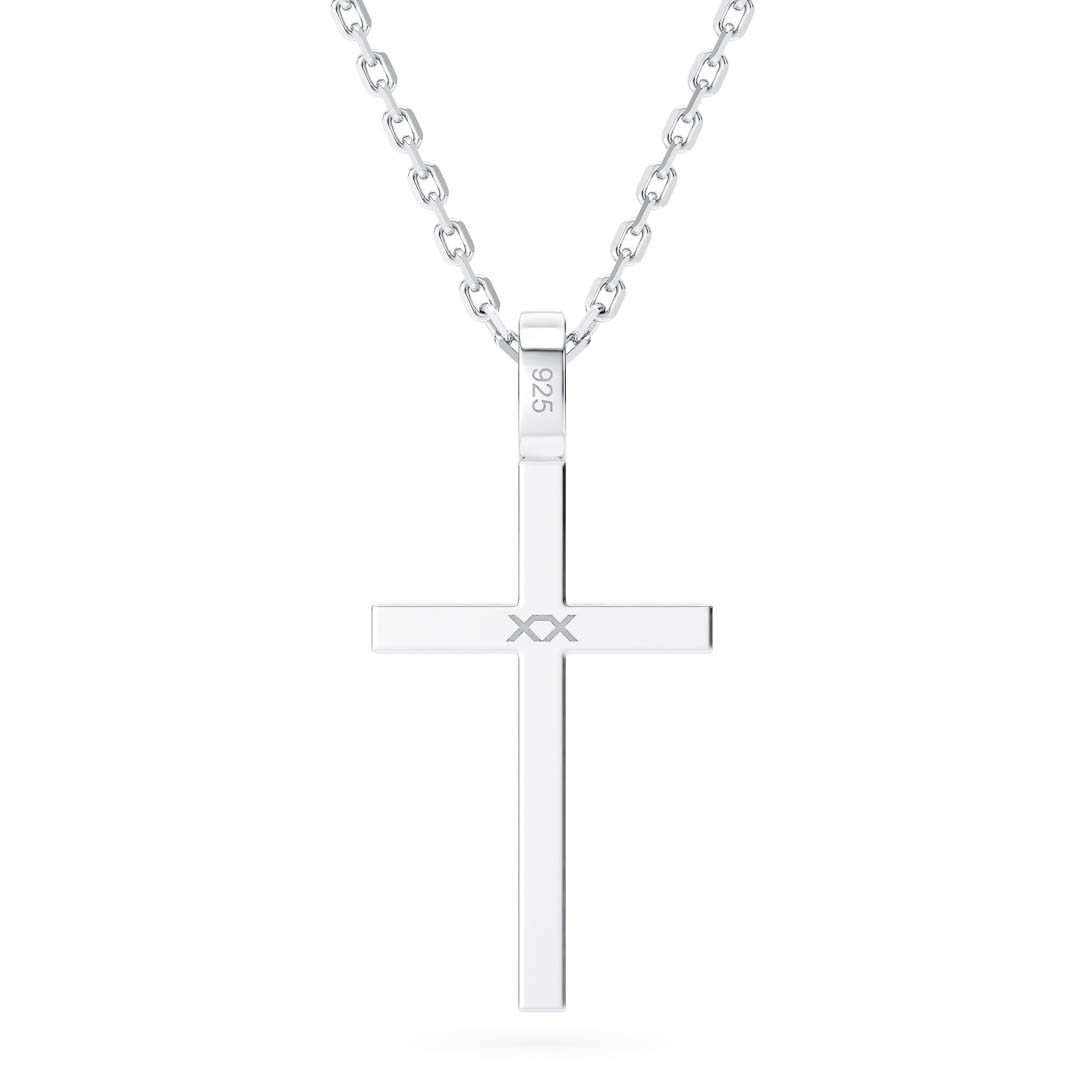 Solid back Luxx 925 silver cross necklace