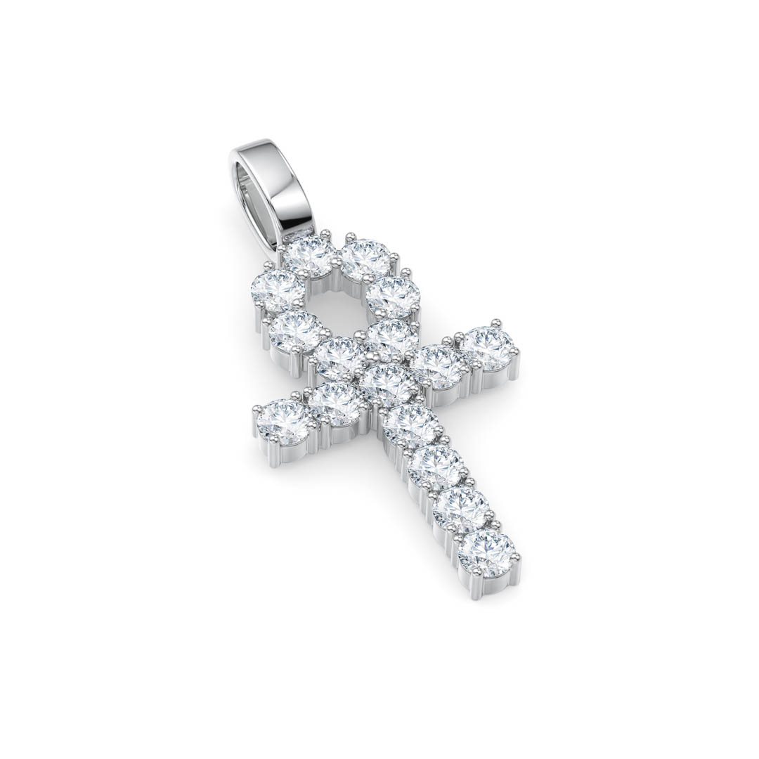 Silver Diamond Ankh Pendant