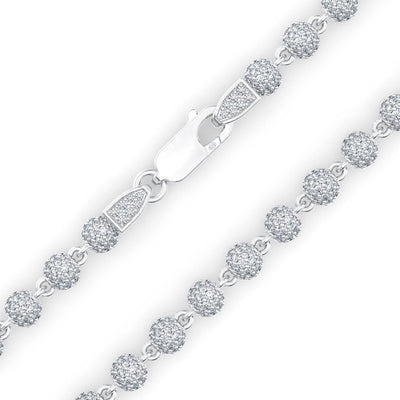Sterling Silver Beaded Diamond Ball Links and Clasp