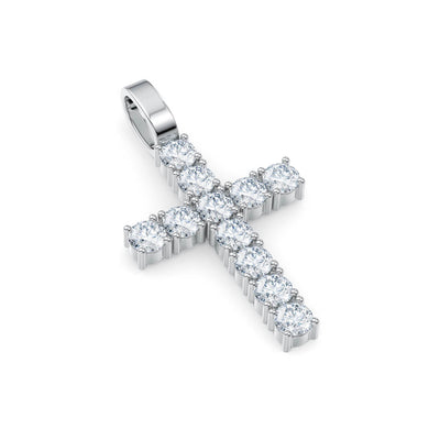 Handcrafted Silver Diamond Cross Pendant