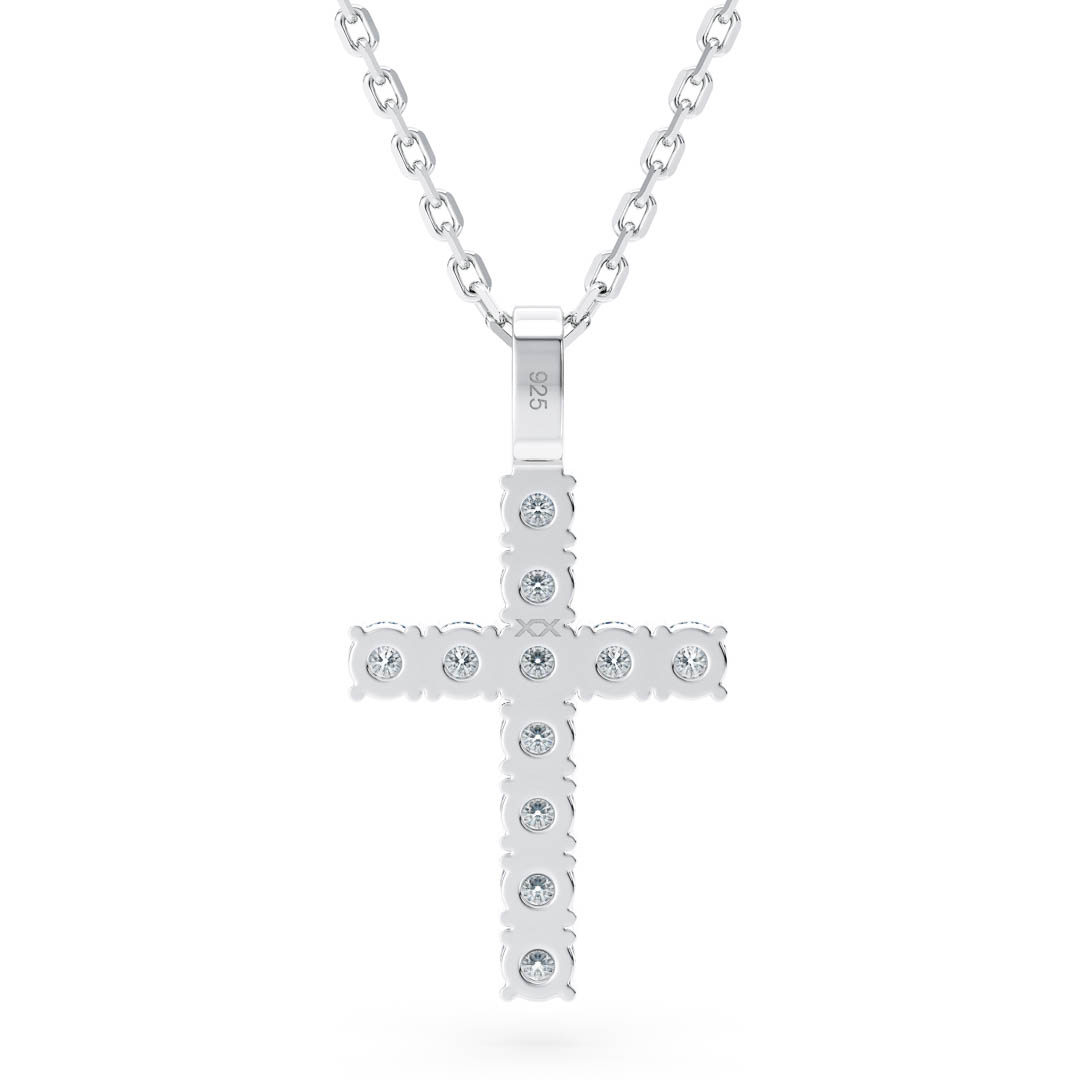 Back of 925 silver cross necklace with chain