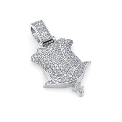 Iced Out Rose Pendant with VS Diamonds