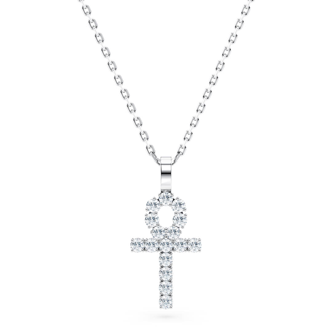 Micro Ankh Necklace with Diamonds