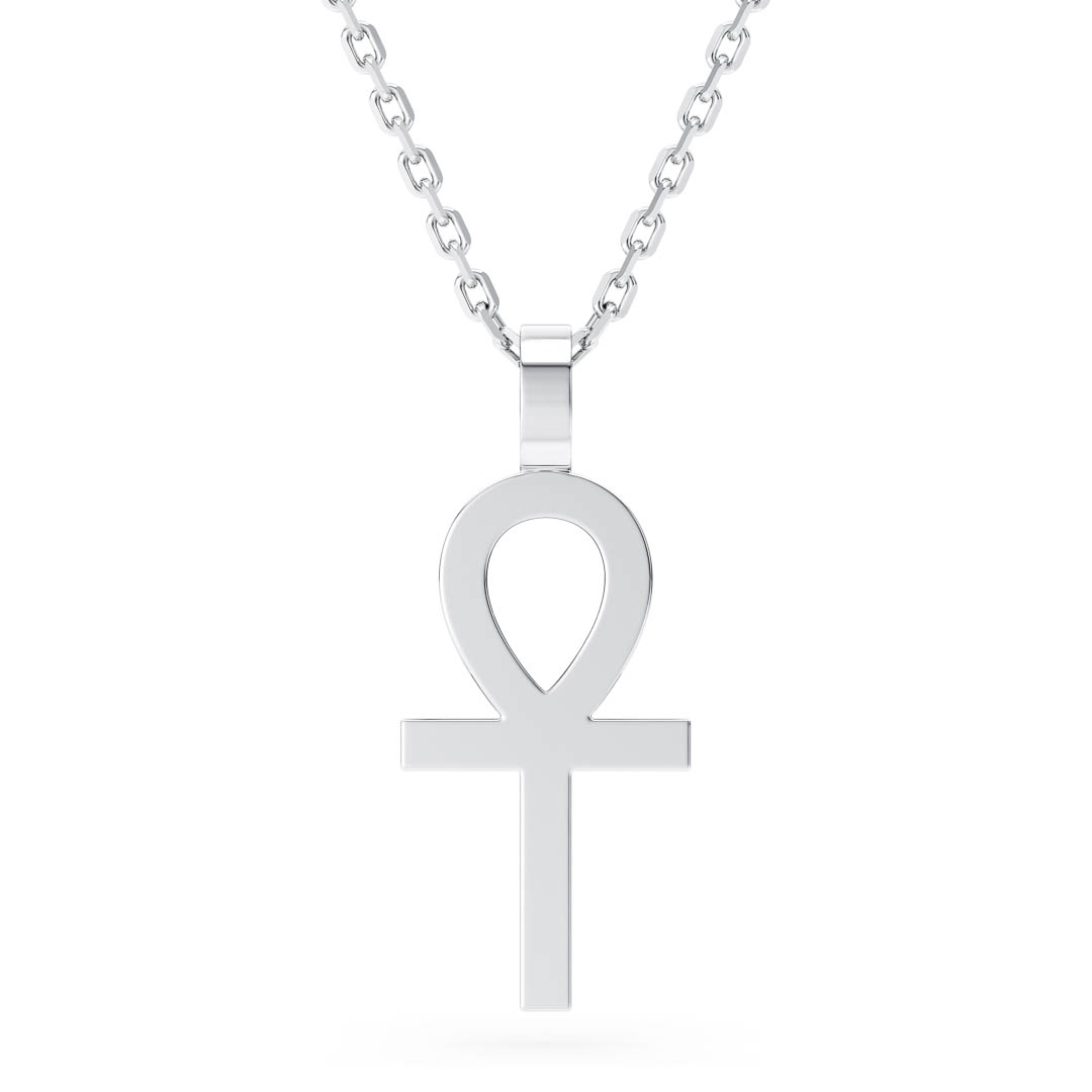 Silver Ankh Necklace with Cable Chain
