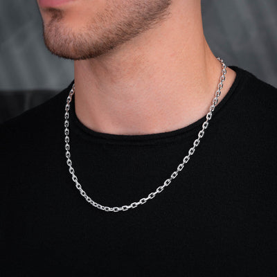 Big mens cable chain made with solid silver Size: 22"