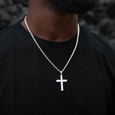 Men's Diamond Cross Necklace with Chain Size: 3.5mm (20")