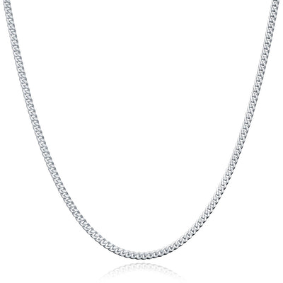 White gold micro cuban chain made in Italy