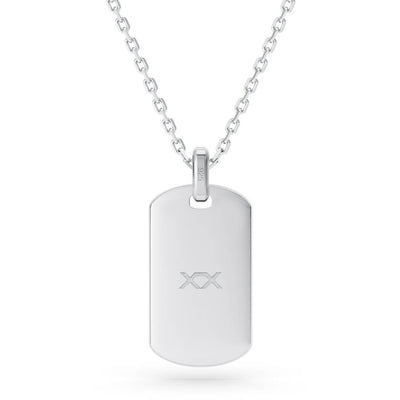 Real silver stamped with 925 on the back of dog tag necklace