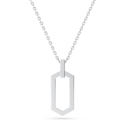 Geometric Dog Tag Necklace in Sterling Silver
