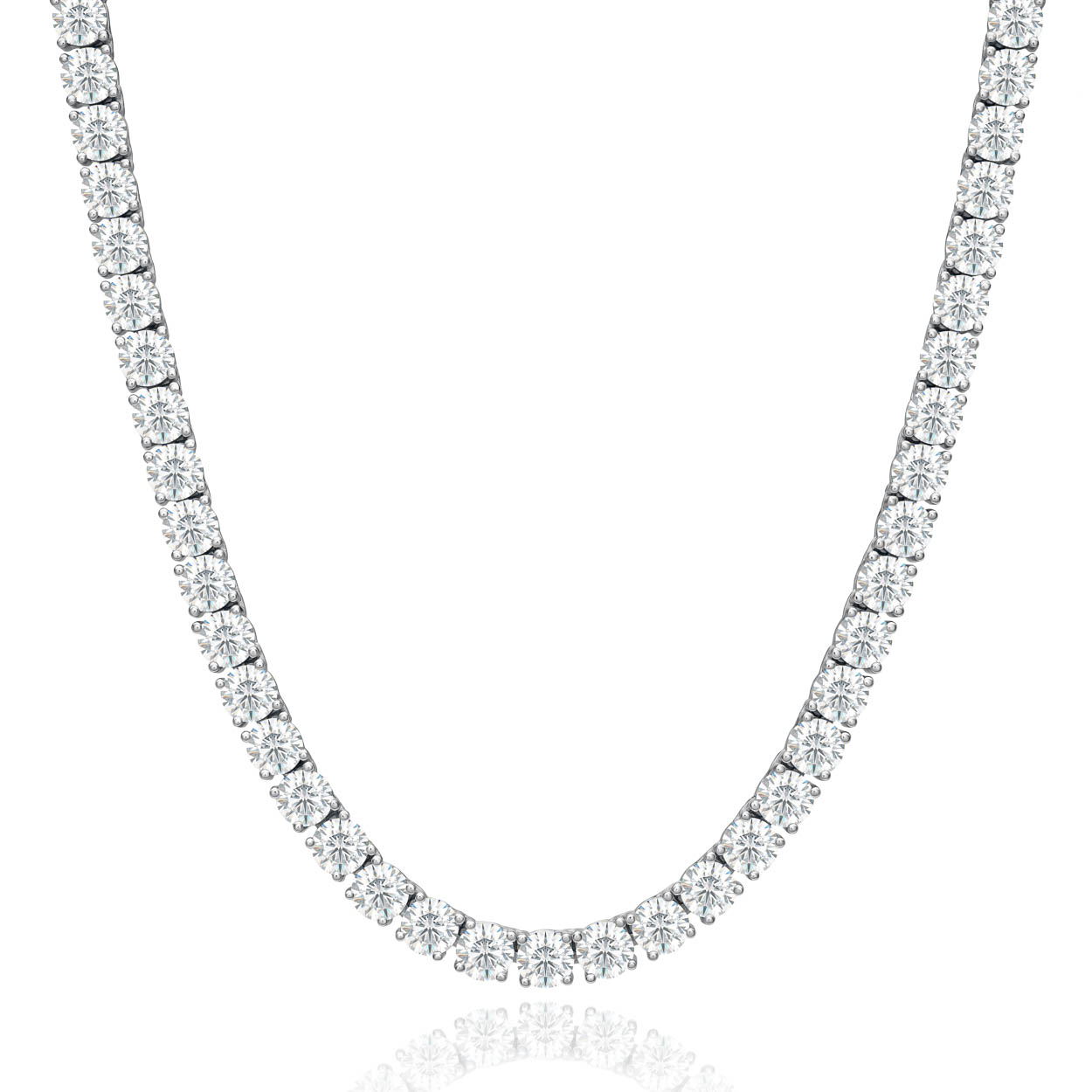 Sterling silver 4mm round diamond tennis chain